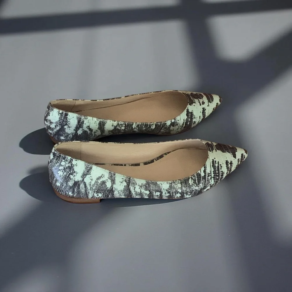 Loeffler Randall Green and Brown Patterned Flats - Picture 4 of 9